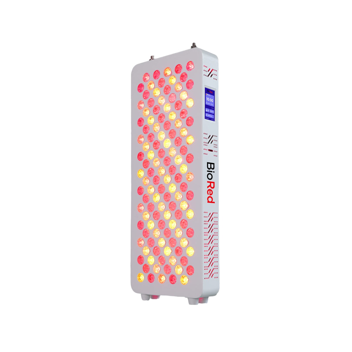 BioRed Mid-Size Panel — angled view with red and near-infrared LEDs lit and touchscreen controller